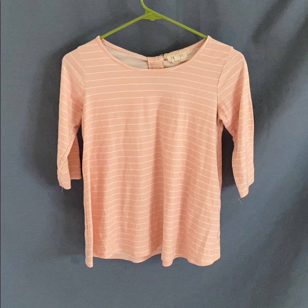 Pink and white striped half sleeve shirt